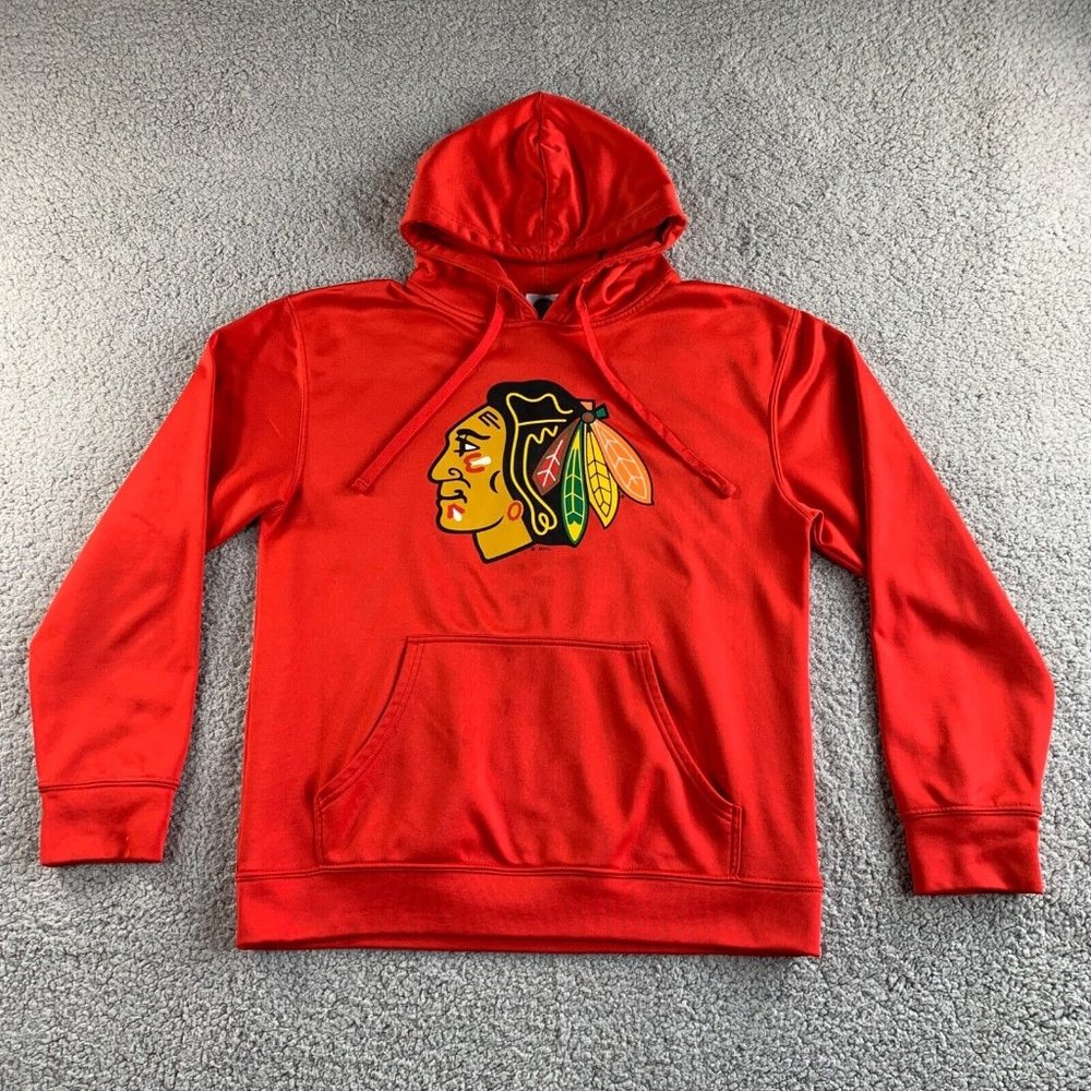 NHL Hoodie Sweatshirt Mens Medium Red Native Indian Hockey Sport Knights Apparel